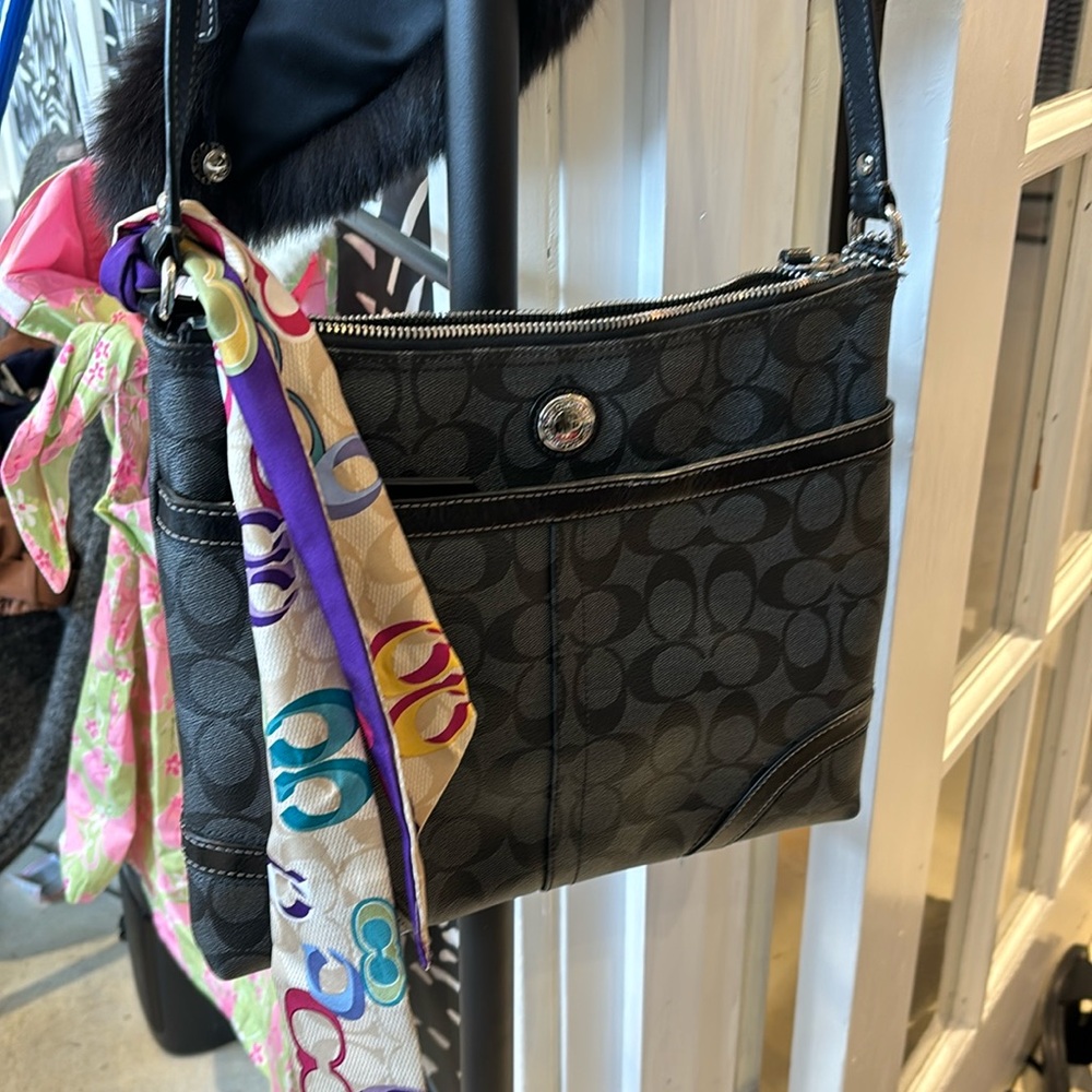 Coach Black Monogram Zip Crossbody Bag